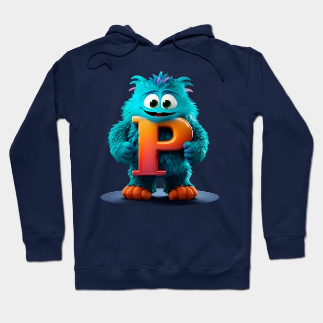 Cute Monster for Kids Alphabet Letter P Funny Back to School Hoodie by Ariela-Alez